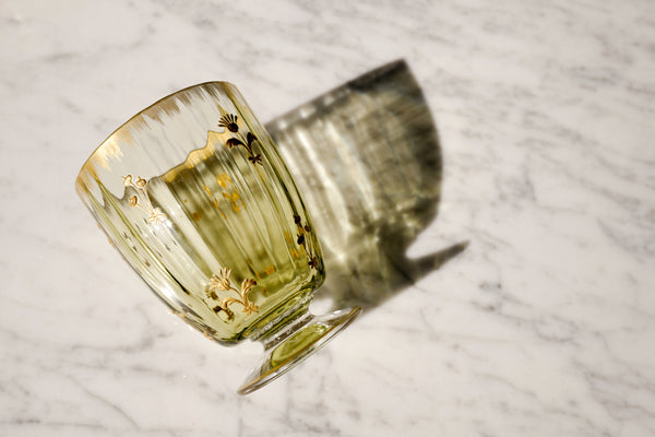 Green Crystal Glass and Sugar Bowl Set