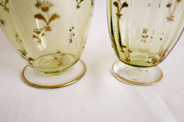 Green Crystal Glass and Sugar Bowl Set