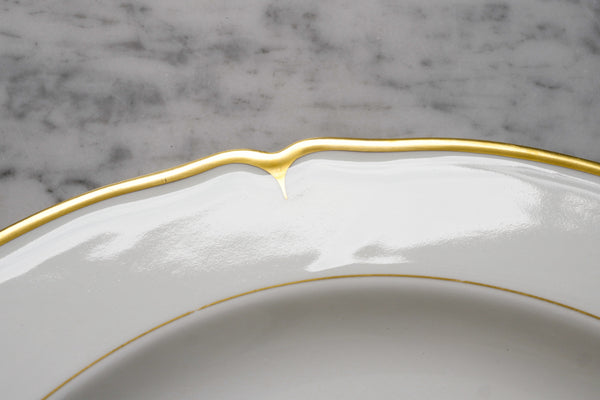Scalloped Gold Rimmed Soup Plate