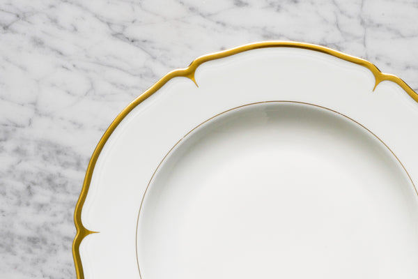 Scalloped Gold Rimmed Soup Plate