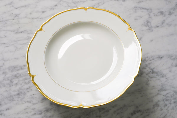 Scalloped Gold Rimmed Soup Plate
