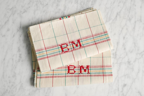 French Linen Tea Towel with initial BM