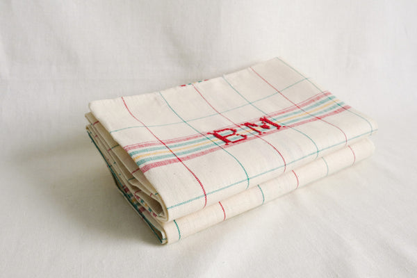 French Linen Tea Towel with initial BM
