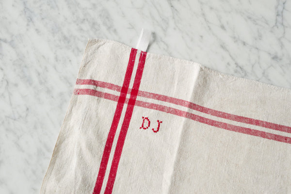 French Linen Tea Towel with initial DJ