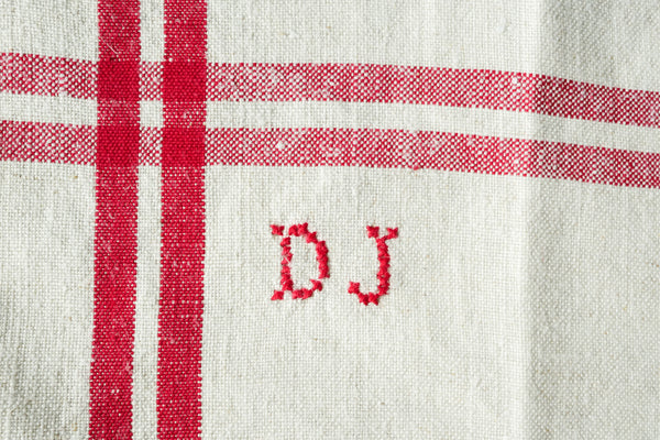 French Linen Tea Towel with initial DJ