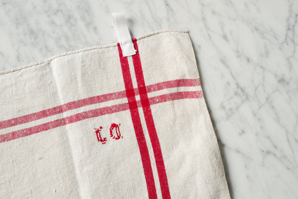 French Linen Tea Towel with initial DJ