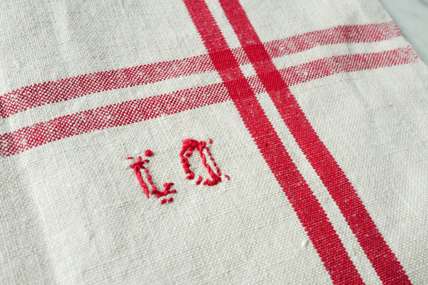 French Linen Tea Towel with initial DJ