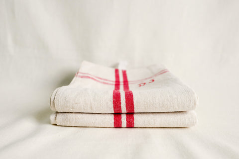 French Linen Tea Towel with initial DJ