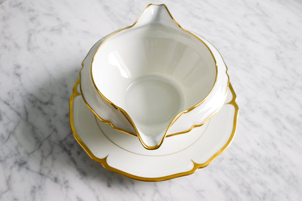 Scalloped Gold Rimmed Sauce Boat