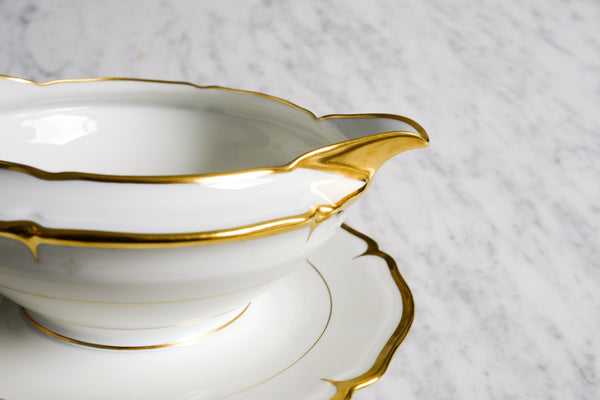 Scalloped Gold Rimmed Sauce Boat