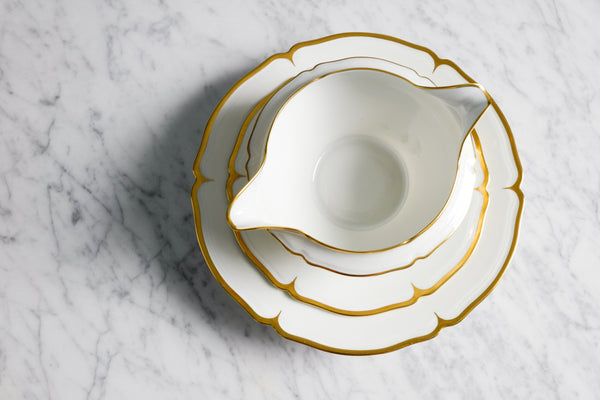 Scalloped Gold Rimmed Sauce Boat