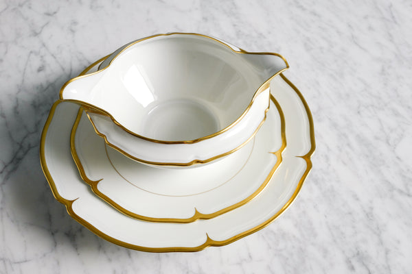 Scalloped Gold Rimmed Sauce Boat
