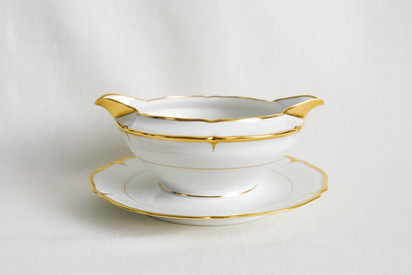 Scalloped Gold Rimmed Sauce Boat