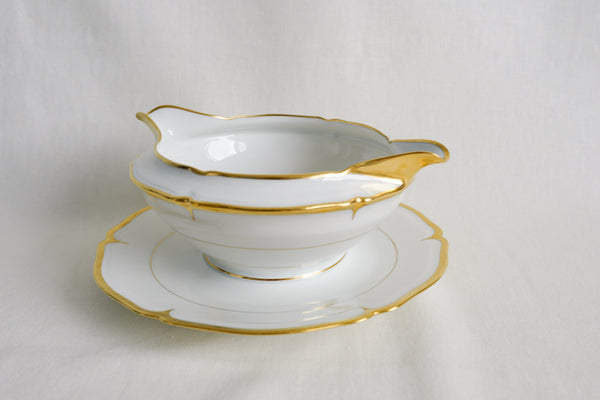 Scalloped Gold Rimmed Sauce Boat
