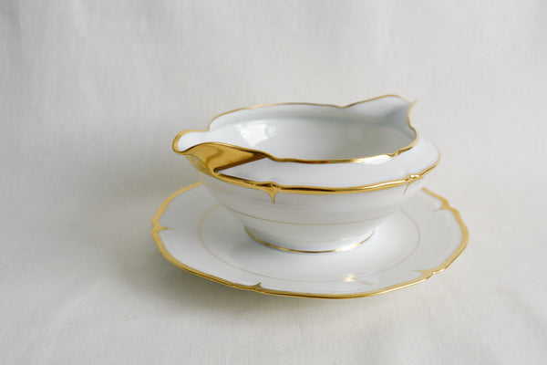 Scalloped Gold Rimmed Sauce Boat