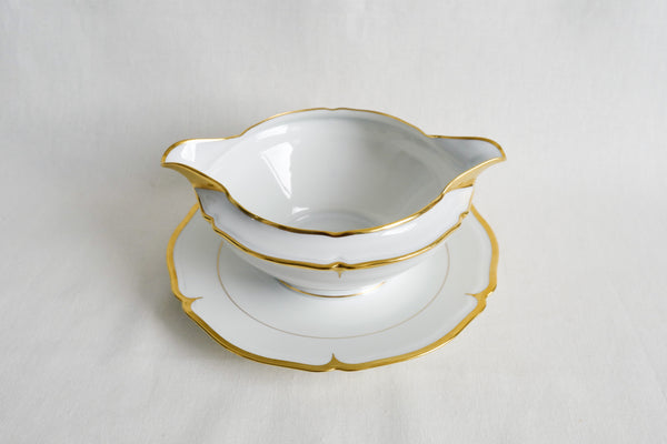 Scalloped Gold Rimmed Sauce Boat
