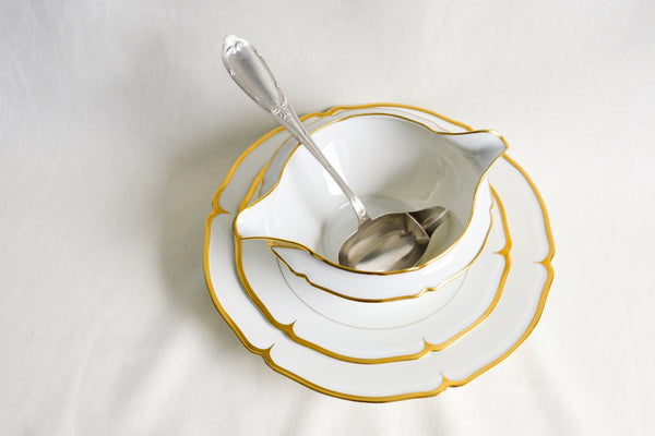 Scalloped Gold Rimmed Sauce Boat