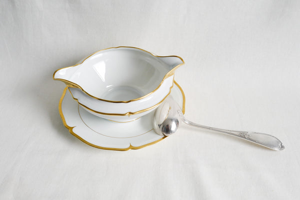 Scalloped Gold Rimmed Sauce Boat