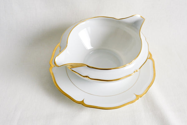 Scalloped Gold Rimmed Sauce Boat