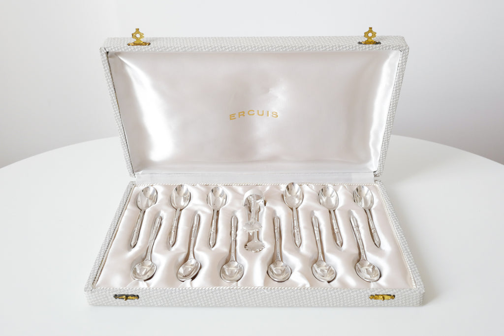 Silver Plated Coffee Spoon & Sugar Tongs Set