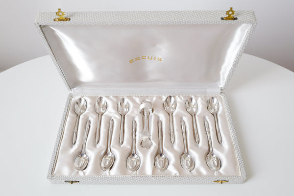 Silver Plated Coffee Spoon & Sugar Tongs Set