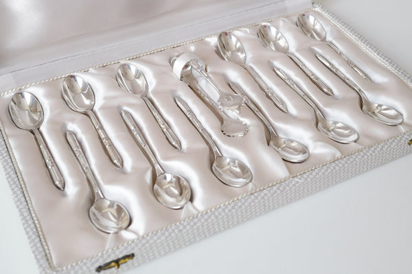 Silver Plated Coffee Spoon & Sugar Tongs Set