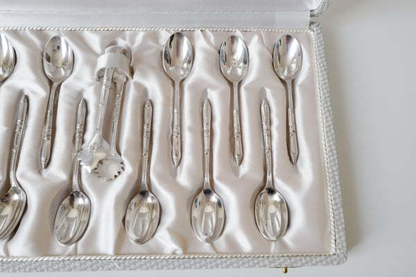 Silver Plated Coffee Spoon & Sugar Tongs Set