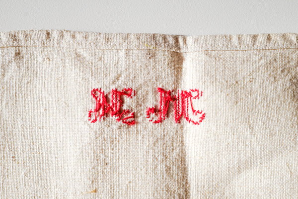 Vintage Linen Tea Towel with Initial MH