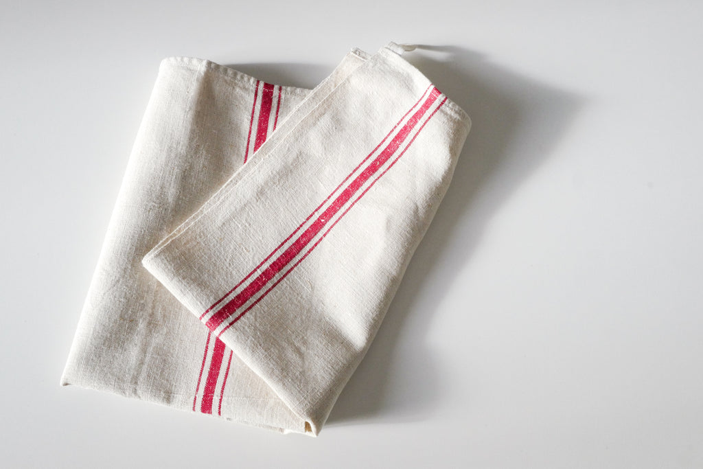 Vintage Linen Tea Towel with Initial MH