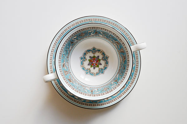 Florentine Turquoise Soup Bowl & Saucer Set