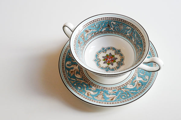 Florentine Turquoise Soup Bowl & Saucer Set