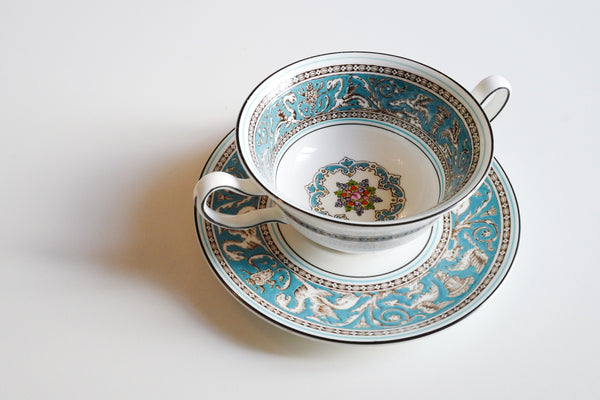 Florentine Turquoise Soup Bowl & Saucer Set