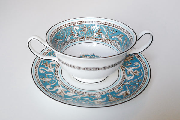 Florentine Turquoise Soup Bowl & Saucer Set
