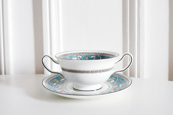 Florentine Turquoise Soup Bowl & Saucer Set