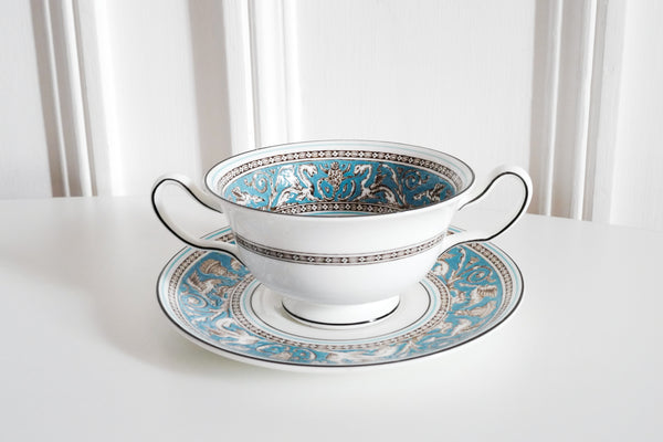 Florentine Turquoise Soup Bowl & Saucer Set