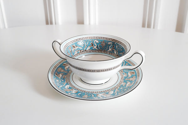 Florentine Turquoise Soup Bowl & Saucer Set