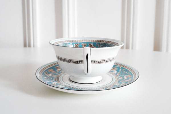 Florentine Turquoise Soup Bowl & Saucer Set