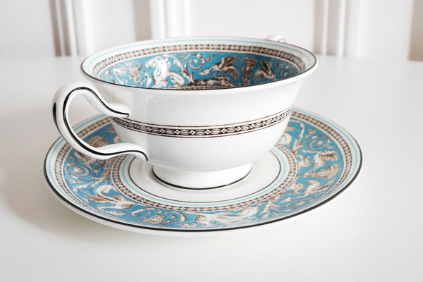 Florentine Turquoise Soup Bowl & Saucer Set