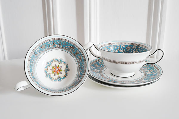 Florentine Turquoise Soup Bowl & Saucer Set