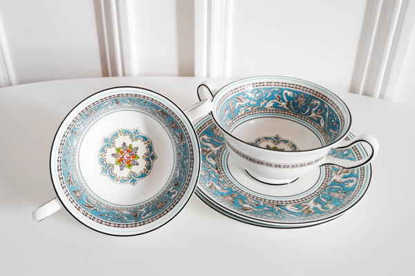 Florentine Turquoise Soup Bowl & Saucer Set