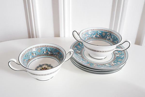 Florentine Turquoise Soup Bowl & Saucer Set