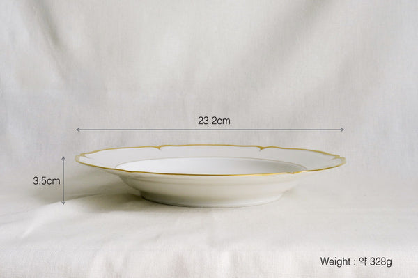 Scalloped Gold Rimmed Soup Plate