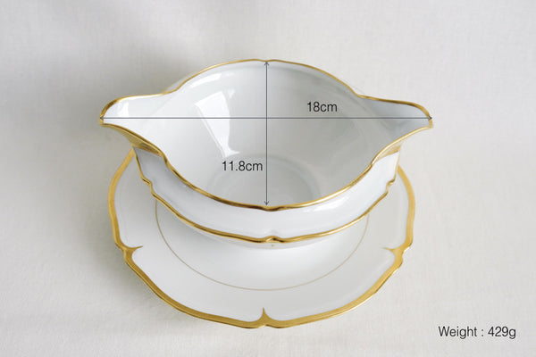 Scalloped Gold Rimmed Sauce Boat
