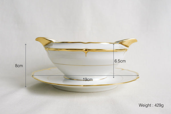 Scalloped Gold Rimmed Sauce Boat