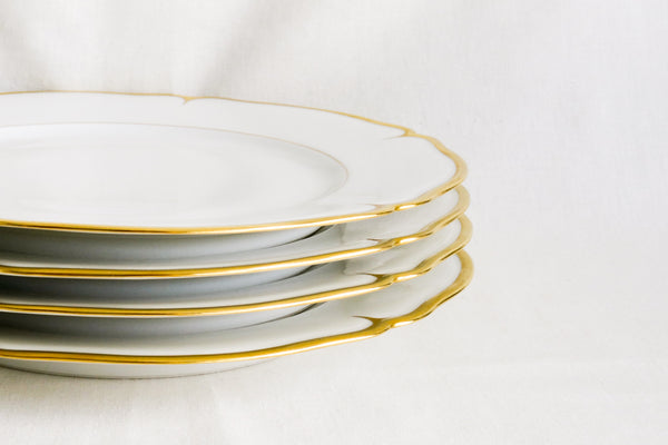 Scalloped Gold Rimmed Dinner Plate