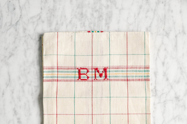 French Linen Tea Towel with initial BM
