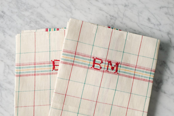 French Linen Tea Towel with initial BM