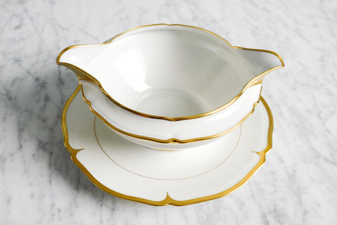 Scalloped Gold Rimmed Sauce Boat