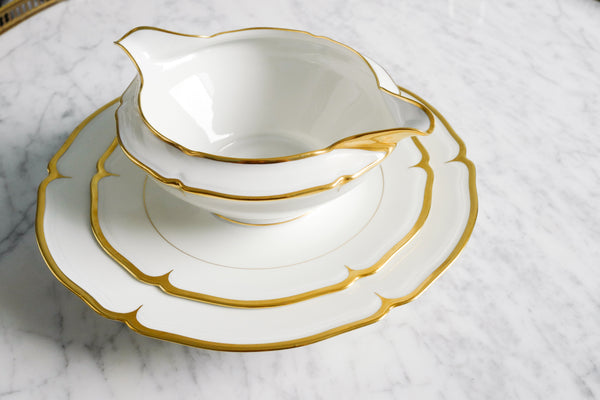 Scalloped Gold Rimmed Sauce Boat