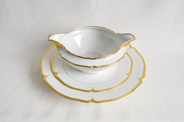 Scalloped Gold Rimmed Sauce Boat